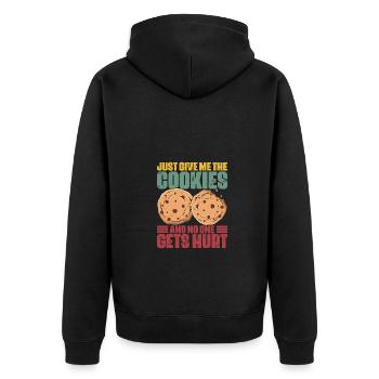 Just Give Me The Retro Cookies For The Cookie - Unisex Premium Organic Zip Hoodie - black - Back - Nico (187cm)