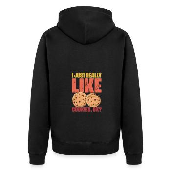 I Just Really Like Retro Cookies For Cookie Lover - Unisex Premium Organic Zip Hoodie - black - Back - Nico (187cm)