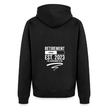 Retirement Loading 2023 Funny Retirement - Unisex Premium Bio Zip Hoodie - Schwarz - Hinten - Nico (187cm)