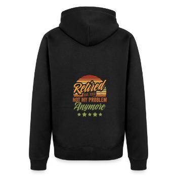 Retired Est 2023 Funny Retiree Humor Not My - Unisex Premium Bio Zip Hoodie - Schwarz - Hinten - Nico (187cm)