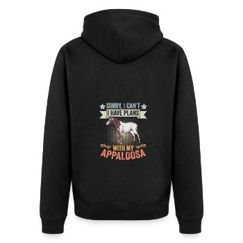 Désolé je ne peux pas j’ai des projets avec mon appaloosa rétro - Veste à capuche bio Premium Unisexe - noir - Dos - Nico (187cm)