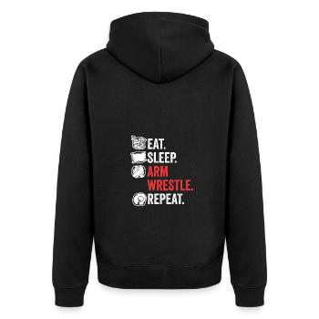 Eat Sleep Arm Wrestle Repeat Awesome Arm Wrestling - Unisex Premium Bio Zip Hoodie - Schwarz - Hinten - Nico (187cm)