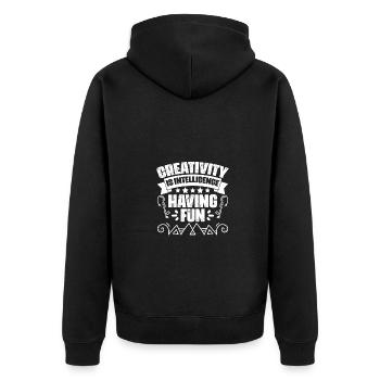 Awesome Creativity Is Intelligence Having Fun An - Unisex Premium Bio Zip Hoodie - Schwarz - Hinten - Nico (187cm)