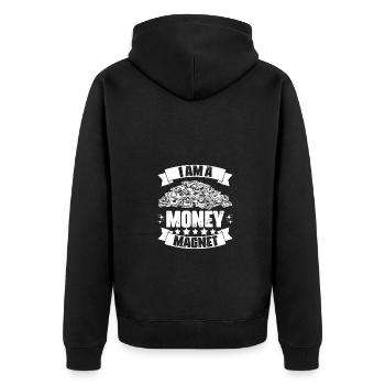 Cool I Am A Money Magnet A Positive Thinker - Unisex Premium Organic Zip Hoodie - black - Back - Nico (187cm)