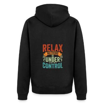 Vintage Nothing Is Under Control Meditation Yoga - Unisex Premium Organic Zip Hoodie - black - Back - Nico (187cm)