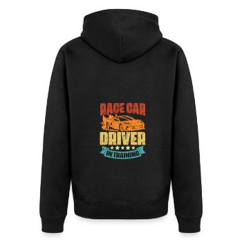Vintage Race Car Driver In Training An Automotive - Unisex Premium Bio Zip Hoodie - Schwarz - Hinten - Nico (187cm)