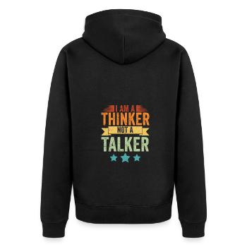 Vintage I Am A Thinker Not A Talker For - Unisex Premium Organic Zip Hoodie - black - Back - Nico (187cm)