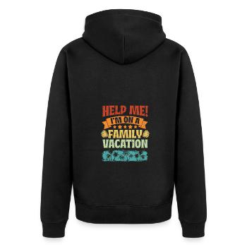 Beach Vacation Vibe Vintage Help Me I'm On A - Unisex Premium Bio Zip Hoodie - Schwarz - Hinten - Nico (187cm)