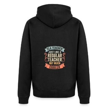Vintage ELA Teacher Just Like A Regular Teacher - Unisex Premium Bio Zip Hoodie - Schwarz - Hinten - Nico (187cm)