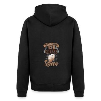 Funny Little Miss Iced Coffee Queem For An Iced - Unisex Premium Bio Zip Hoodie - Schwarz - Hinten - Nico (187cm)