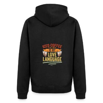 Vintage Iced Coffee Is My Love Language Iced - Unisex Premium Bio Zip Hoodie - Schwarz - Hinten - Nico (187cm)