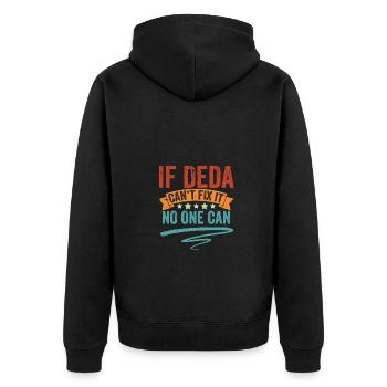 Vintage If Deda Can't Fix It No One Can Srbija - Unisex Premium Bio Zip Hoodie - Schwarz - Hinten - Nico (187cm)