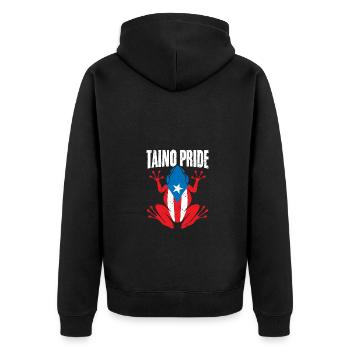 Taino Pride Awesome Puerto Rican Coqui A Puerto - Unisex Premium Organic Zip Hoodie - black - Back - Nico (187cm)