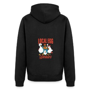 Funny Local Egg Dealer A Chicken Farmer Layer - Unisex Premium Organic Zip Hoodie - black - Back - Nico (187cm)