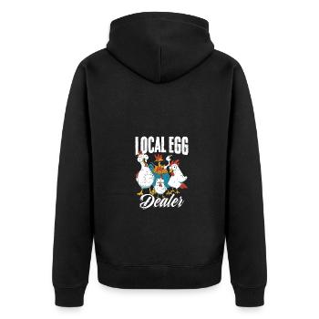 Pondeuse d’œufs locale Couche drôle d’élevage de poulet - Veste à capuche bio Premium Unisexe - noir - Dos - Nico (187cm)