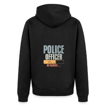 Retro Police Officer In Training Back The Blue A - Unisex Premium Organic Zip Hoodie - black - Back - Nico (187cm)