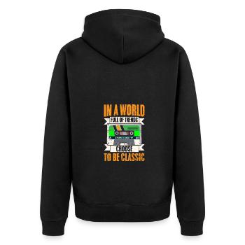 Cool Cassette In A World Full Of Trends Choose To - Unisex Premium Organic Zip Hoodie - black - Back - Nico (187cm)