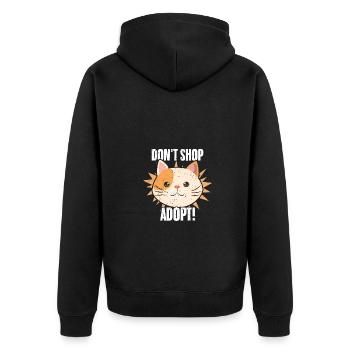 Awesome Cat Face Don't Shop Adopt Animal Foster - Unisex Premium Organic Zip Hoodie - black - Back - Nico (187cm)