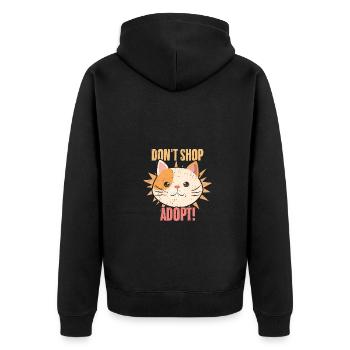 Cute Cat Face Don't Shop Adopt Animal Foster Child - Unisex Premium Organic Zip Hoodie - black - Back - Nico (187cm)