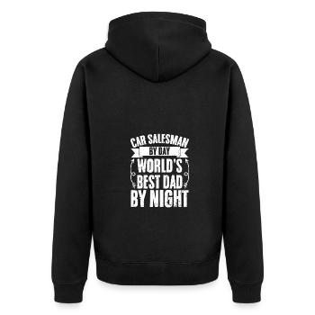 Drôle de vendeur de voitures papa pour un concessionnaire automobile - Veste à capuche bio Premium Unisexe - noir - Dos - Nico (187cm)