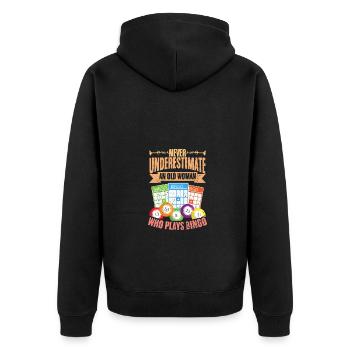 Ne sous-estimez jamais un bingo drôle de vieille femme - Veste à capuche bio Premium Unisexe - noir - Dos - Nico (187cm)