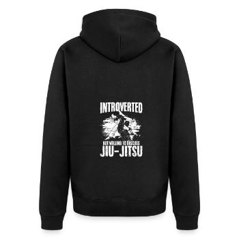 Introverted But Willing To Discuss Jiu Jutsu Funny - Unisex Premium Organic Zip Hoodie - black - Back - Nico (187cm)