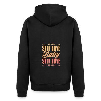 Self Love Baby An Inspirational Message Positive - Unisex Premium Bio Zip Hoodie - Schwarz - Hinten - Nico (187cm)