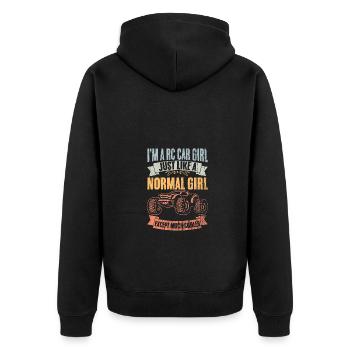 Vintage RC Car Girl Remote Control Car Racing RC - Unisex Premium Bio Zip Hoodie - Schwarz - Hinten - Nico (187cm)