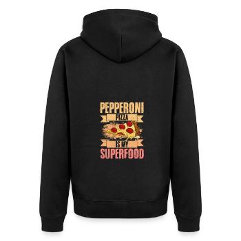 Pepperoni Pizza Retro Superfood Pizza Manger pour - Veste à capuche bio Premium Unisexe - noir - Dos - Nico (187cm)