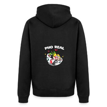 Pho Real Funny Pho Pun Pho Noodle For A Vietnamese - Unisex Premium Organic Zip Hoodie - black - Back - Nico (187cm)
