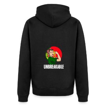 Cool Portuguese Woman Unbreakable Portugal - Unisex Premium Organic Zip Hoodie - black - Back - Nico (187cm)