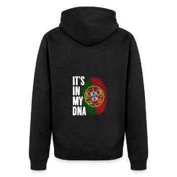 Awesome Portugal Fingerprint It's In My DNA - Unisex Premium Bio Zip Hoodie - Schwarz - Hinten - Nico (187cm)