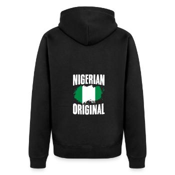 Awesome Nigerian Original Nigeria Flag For - Unisex Premium Organic Zip Hoodie - black - Back - Nico (187cm)