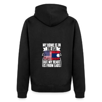 Ma maison est aux États-Unis Racines laotiennes cool pour le - Veste à capuche bio Premium Unisexe - noir - Dos - Nico (187cm)