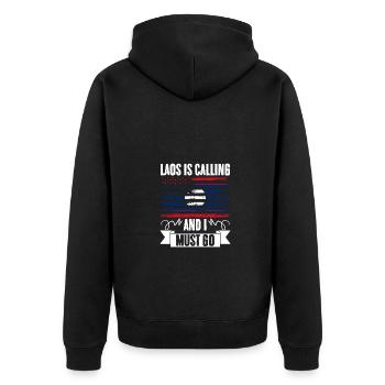 Drôle Laos appelle et je dois aller pour un Laotien - Veste à capuche bio Premium Unisexe - noir - Dos - Nico (187cm)