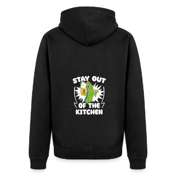 Stay Out Of The Kitchen Funny Pickleball Humor - Unisex Premium Organic Zip Hoodie - black - Back - Nico (187cm)