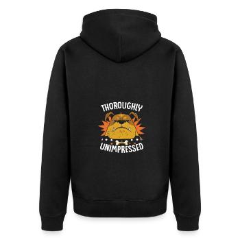 Thoroughly Unimpressed Naughty Dog Funny - Unisex Premium Organic Zip Hoodie - black - Back - Nico (187cm)