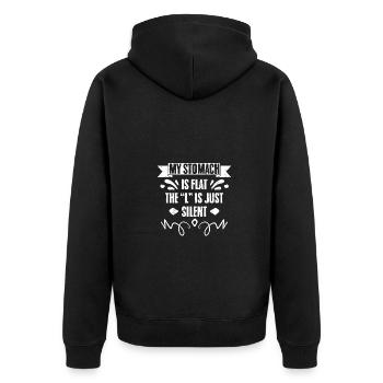 Funny My Stomach Is Flat The L Is Just Silent - Unisex Premium Bio Zip Hoodie - Schwarz - Hinten - Nico (187cm)