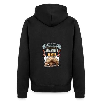 Legendary Armadillo Hunter Awesome Armadillo - Unisex Premium Bio Zip Hoodie - Schwarz - Hinten - Nico (187cm)