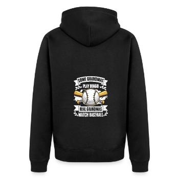 Some Grandmas Play Bingo Real Grandmas Watch - Unisex Premium Organic Zip Hoodie - black - Back - Nico (187cm)
