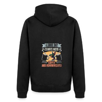 Une bonne journée commence par un café Vintagte - Veste à capuche bio Premium Unisexe - noir - Dos - Nico (187cm)