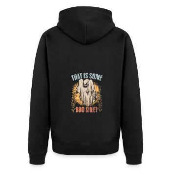 That Is Some Boo Sheet Retro Ghost Hunting - Unisex Premium Organic Zip Hoodie - black - Back - Nico (187cm)