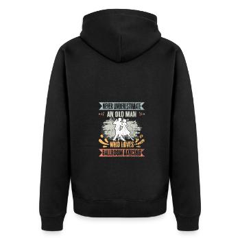 Never Underestimate An Old Man Retro Ballroom - Unisex Premium Bio Zip Hoodie - Schwarz - Hinten - Nico (187cm)