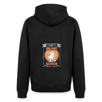 Keep Calm And Dance Retro Ballroom Dancing A - Unisex Premium Bio Zip Hoodie - Schwarz - Hinten - Nico (187cm)