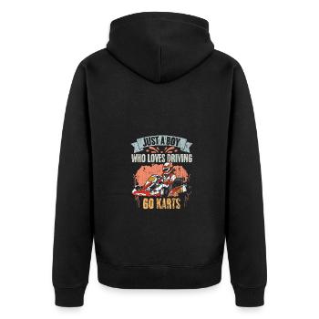 Juste un garçon qui aime les courses de karting vintage pour - Veste à capuche bio Premium Unisexe - noir - Dos - Nico (187cm)