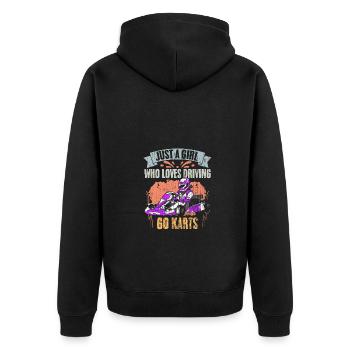 Juste une fille qui aime le kart vintage - Veste à capuche bio Premium Unisexe - noir - Dos - Nico (187cm)