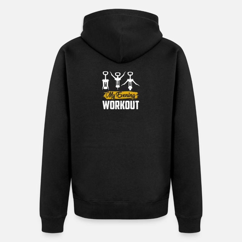 Wein Winzer Alkohol Geschenk · Abendtraining - Unisex Premium Bio Zip Hoodie - Schwarz