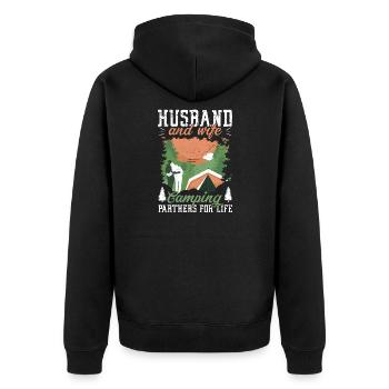 Campingpartner für das Leben Outdoor-Reisen Natur - Unisex Premium Bio Zip Hoodie - Schwarz - Hinten - Nico (187cm)