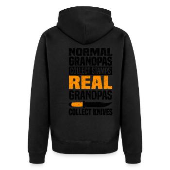 Knife Collector - Unisex Premium Organic Zip Hoodie - black - Back - Nico (187cm)
