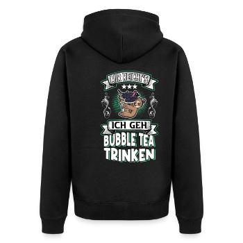 Bubble Tea Sloth Saying Funny Humor Trend - Unisex Premium Organic Zip Hoodie - black - Back - Nico (187cm)